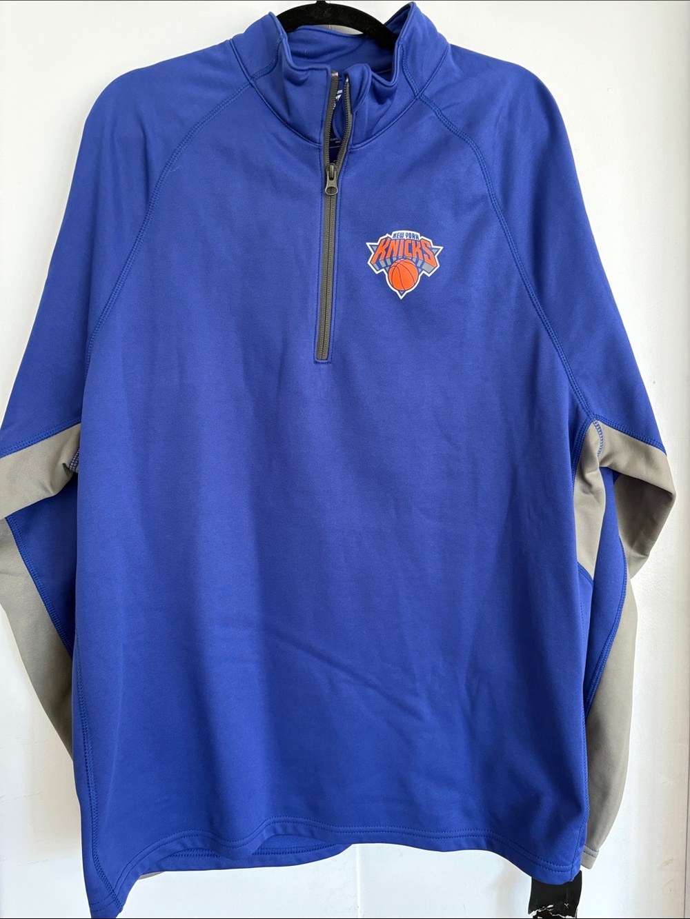 Knicks NBA Royal Blue Pullover with Gray Sleeve Panels (Never Worn with tags)